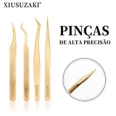 XIUSUZAKI Pinças Para Extensões De Cílios Ferramentas De Maquiagem Alta Precisão Fácil Ventilador