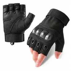 Luva Tática Militar Meio Dedo Preta Antiderrapante Airsoft Moto Bike Resistente Proteção