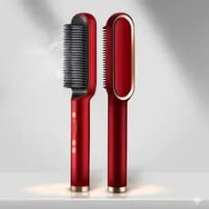 Escova Alisadora Elétrica Profissional Vermelha Bivolt Cerâmica Íons Anti Frizz Rápida