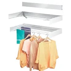 Varal Mágico de Embutir Retrátil 90cm Branco Aço Design Roupa Utilidade Lavanderia Cabideiro Moderno