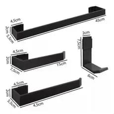 Kit Acessórios Banheiro Lavabo Quadrado 4 Peças Alumínio Preto Fosco Black Matte Anti Ferrugem