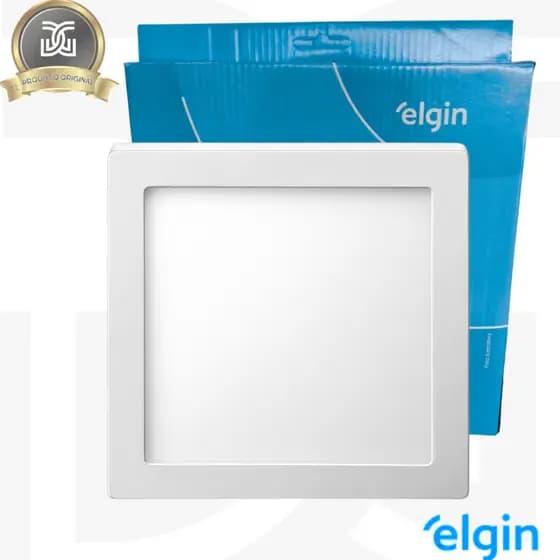 Luminaria Plafon Painel LED Quadrado de Sobrepor Elgin 12,18 ou 24w 6500k Branco Frio Bivolt