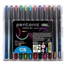 Caneta Gel Pentonic Cis Estojo com 12 Cores Ponta fina
