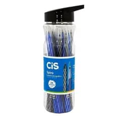 Caneta Spiro Cis 0,7mm Esferográfica Azul e Preta Pote Com 24 Unidades