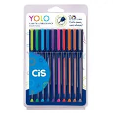Caneta Esferográfica Cis Yolo 0.7 mm Estojo com 10 Cores