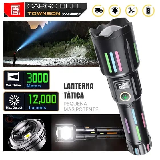 Lanterna Tática Laser W600 Flashlight Titanium LED Powerful Light Cannon Super Hiper Potente 3000M