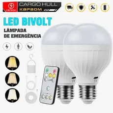 Lâmpada Bulbo Recarregável 20W Led Bivolt E27 Iluminação Inteligente Falta de Energia