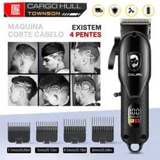 Máquina De Cortar Cabelo Profissional Sem Fio Recarregável Com Visor LCD - Bivolt