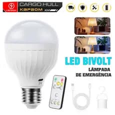 Lâmpada Bulbo De Emergência Recarregável Led Bivolt Iluminação Inteligente Falta de Energia E27