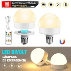 Lâmpada Bulbo De Emergência LED Recarregável com Controle E27 Remoto 3 Cores LED Portátil Magnético