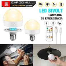 Lâmpada Emergência LED Recarregável com Controle Remoto 3 Cores LED E27 Portátil Magnético