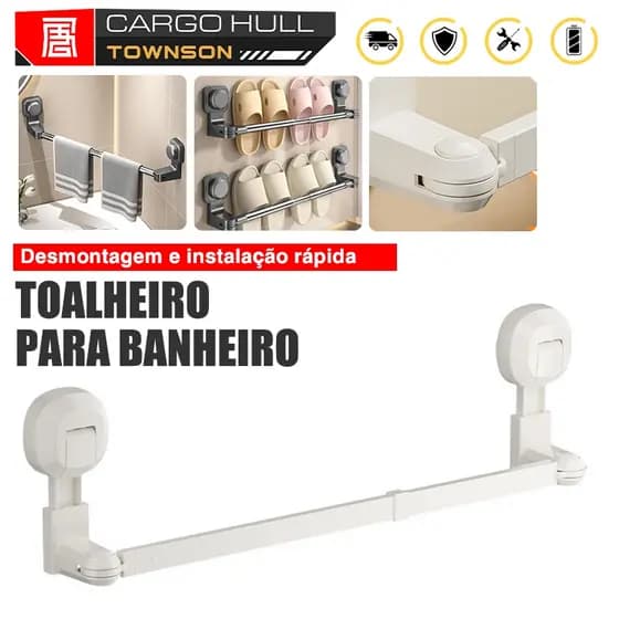 Suporte Porta Toalha de Parede 2pc com Ventosa suporte toalha– Giratório, Retrátil e Sem Furar