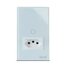 Interruptor Wifi Inteligente 1 Botão Touch Com tomada Smart Automação Alexa Google Home Ekaza