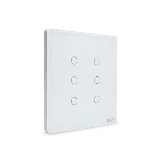 Ekaza Interruptor Inteligente Branco Preto WiFi 4x4 vidro 2.5d 6 botão Touch Alexa Google home