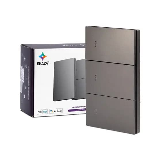 Interruptor Zigbee Inteligente Alexa 1, 2 e 3 Botões Cinza Mercúrio Lite Tecla Física Tuya