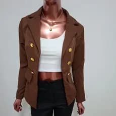 Blazer Feminino Alfaiataria Casaco Social Com Botão