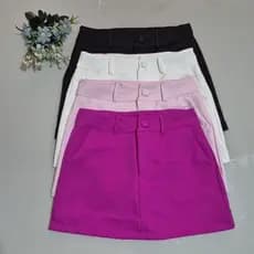Short Saia Feminina Alfaiataria Com Bolsos