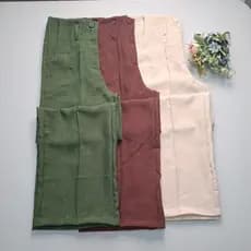 Calça Pantalona Linho Feminina Cintura Alta Zíper Na Frente Bolsos Funcionais Moda Luxo Elegante