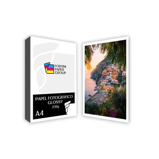 400 Folhas Papel Fotográfico A4 230g Glossy Premium Brilho Intenso | Inkjet | Resistente à Água | Secagem Rápida