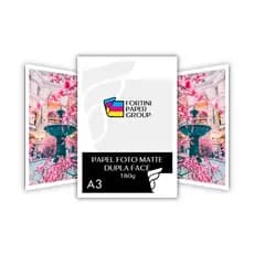 Papel Fotográfico A3 180g Matte Dupla Face 100fls | Fosco Profissional Branco | À Prova d’Água | Inkjet