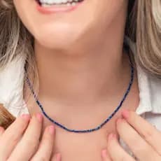 Colar Minimalista de Pedra Lápis Lazúli com Fecho de Prata 925 - Dom e Propósito