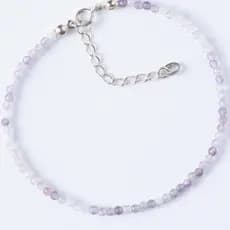 Pulseira Minimalista Facetada de Pedra Natural  Fluorita com Fecho de Prata 925 - Superação e Compreensão