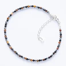 Pulseira Minimalista Facetada da Tripla Proteção - Proteção, Poder e Equilíbrio: Obsidiana,Hematita e Olho de Tigre