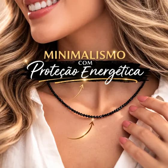 Colar Minimalista de Turmalina Negra Facetado com Fecho em  Prata 925 -  Amuleto de Proteção