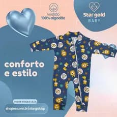 Macacão Bebê Suedine Zíper Menino | P M G | Confortável e Prático