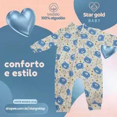 Macacão Bebê Suedine Zíper Menino e Menina | P M G | Confortável e Prático