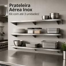 Prateleira Aérea Inox 100x22 – Organização profissional para seu restaurante - Kit Até 3 Unidades