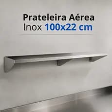 Prateleira Aérea Inox 100x22 cm – Para Restaurante, Lanchonete, Cozinhas e Casa - Aço - Industrial