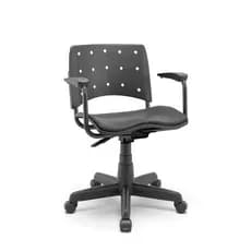 Cadeira Giratória Ergonômica Para Escritório Ergoplax Preta Estofada com Braço e Rodízios