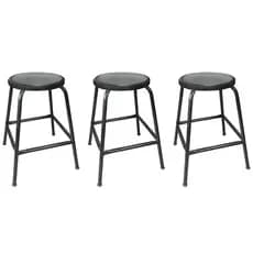 Kit 3 Bancos Baixo 45 cm de Metal Empilhavel Assento Preto