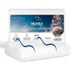 Travesseiro Nuvex Anatomico Cervical Viscoelástico Macio 100% Algodão