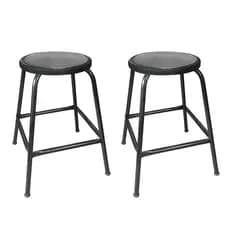 Kit 2 Bancos Baixo 45 cm de Metal Empilhavel Assento Preto