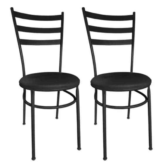 KIT 2 Cadeira de Cozinha Stilos Metal Preta com Estofado Preto Para Lanchonete Restaurante Cozinha Mesa