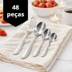 Kit 48 Peças Jogo de Talheres: Garfo /Colher De Sobremesa,Colher de Chá/Café-Cozinha,Restaurante