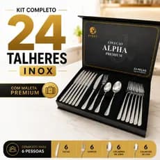Talheres Faqueiro 24 Peças Jogo Inox Maleta