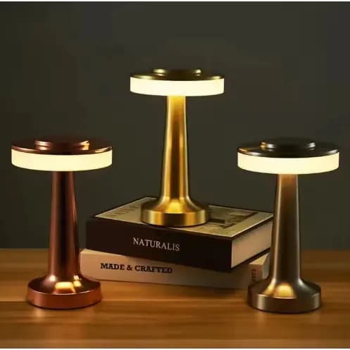 Luminária de Mesa Touch LED Recarregável Sem Fio - Candeeiro Dimerizável em Alumínio - Entrega Pronto