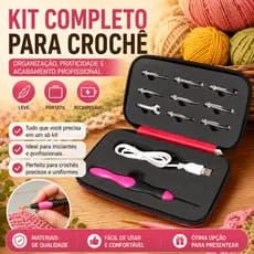 Kit de crochê LED USB 9 em 1 com agulhas substituíveis para tricô faça você mesmo