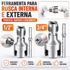 kit 1/2 Abridores de Roscas Interna e Externa em Tubos de PVC 1/2 3/4 com Encaixe Parafusadeira