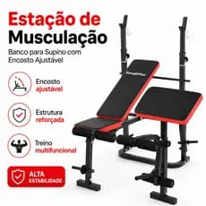 Estação de Musculação Banco para Supino com Encosto Ajustável