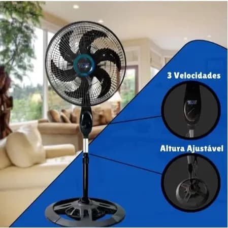 VENTILADOR STAND FAN / AA-40/AXF-001/ PRETO / 110v E 120v