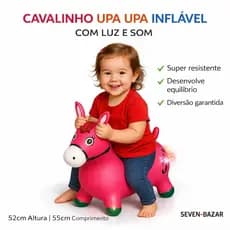 Cavalinho Inflável Upa Upa Pocotó com Som e LED – Brinquedo Infantil Pula Pula