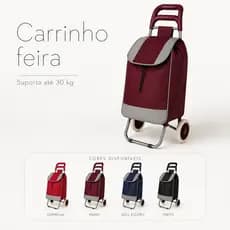 Carrinho De Feira Compras Reforçado Suporta Até 30kg – Dobrável E Impermeável Bolsa Grande E Rodas