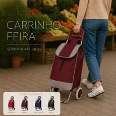 Carrinho De Feira Compras Dobrável Com Sacola Espaçosa E Rodas Leves