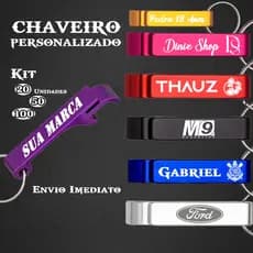 Chaveiro Abridor de Garrafa Kit 20 50 100 Cores Personalizado Logo Nome Pe de Galinha Envio Imediato