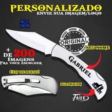 Canivete Personalizado Com Clip Bolso Inox Seu Nome Desenho Imagem Agro a Laser Envio Imediato