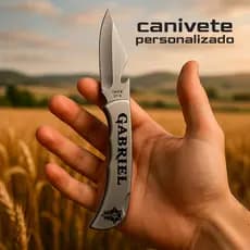 Canivete Inox de Bolso Personalizado a Laser Abridor com Trava Lamina Afiada Envio Imediato